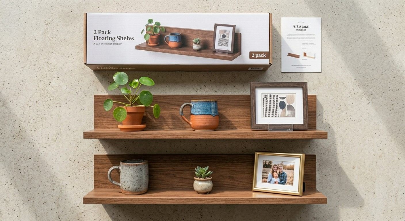 Budget-friendly kitchen wall decor floating shelves under $50.