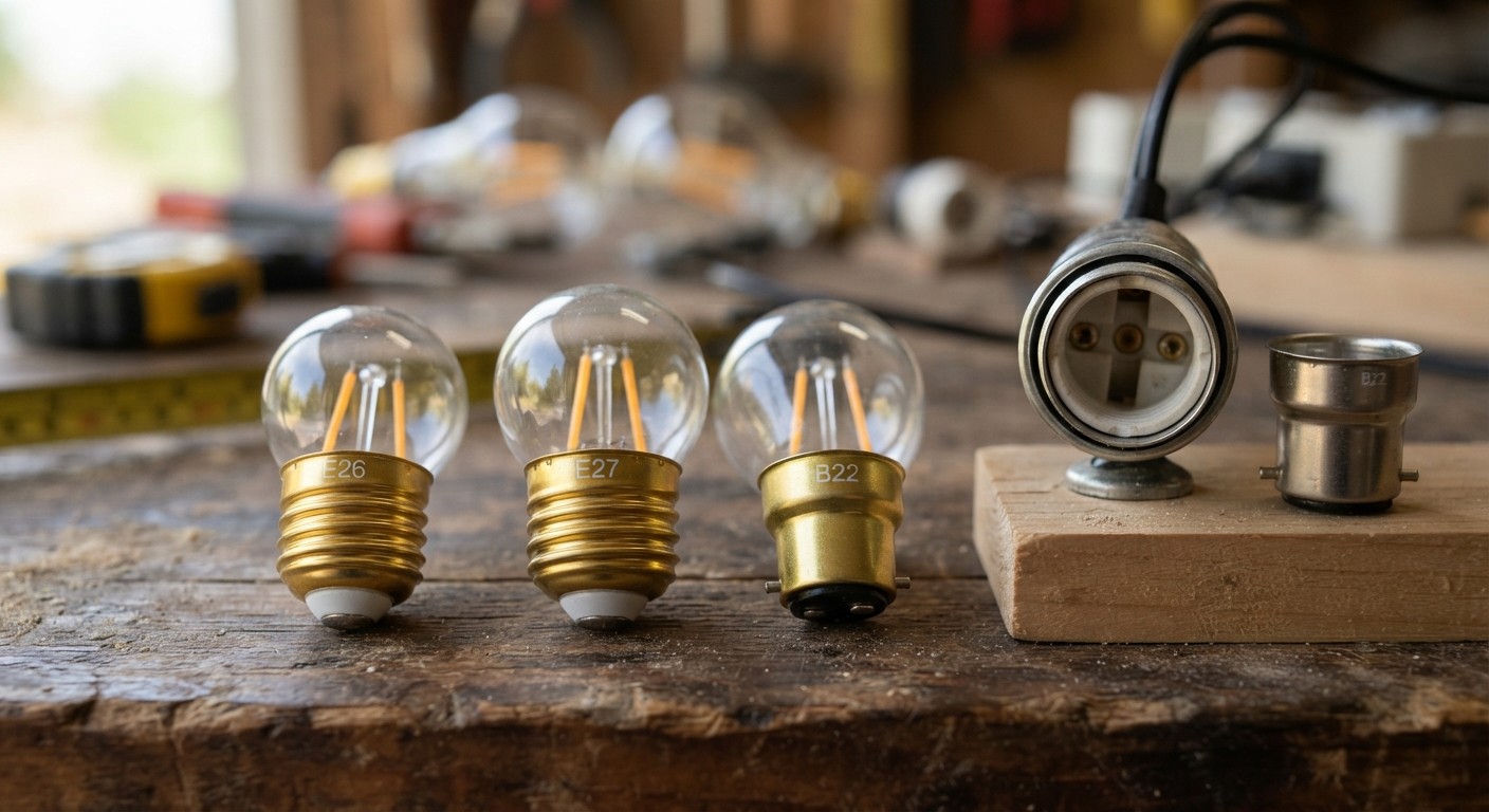 E26 vs E27 vs B22 light bulb base comparison for lamps