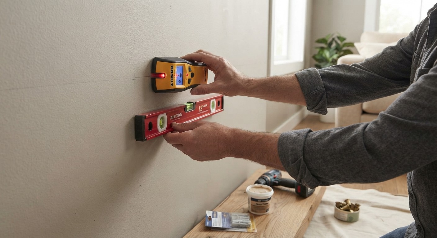Installing floating shelves for a weekend living room DIY project